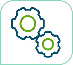 Two interlocking gears.