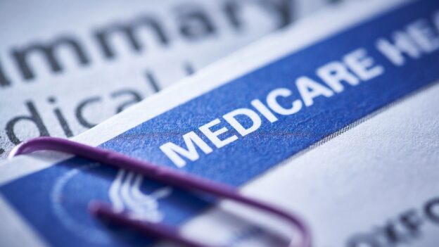 A close up of a Medicare form